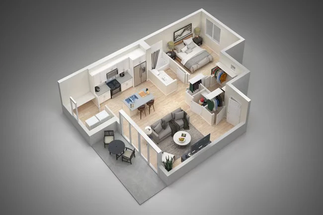 One Bedroom 1102 floor plan
